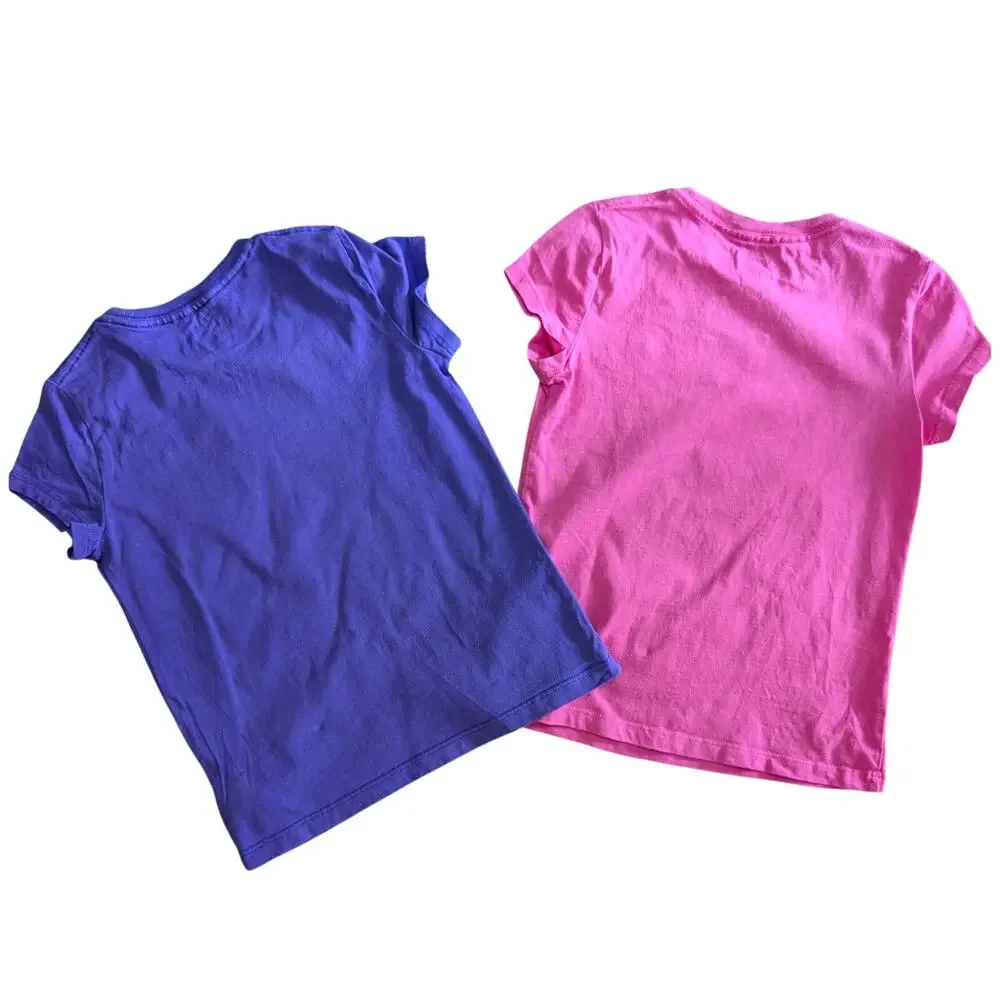 Polo Ralph Lauren Girls Tops, 2Ct Purple & Pink Short Sleeve Crewneck Tees, Sz 6